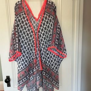 Becca Swimsuit Coverup - Black and White with a pop of trending Neon